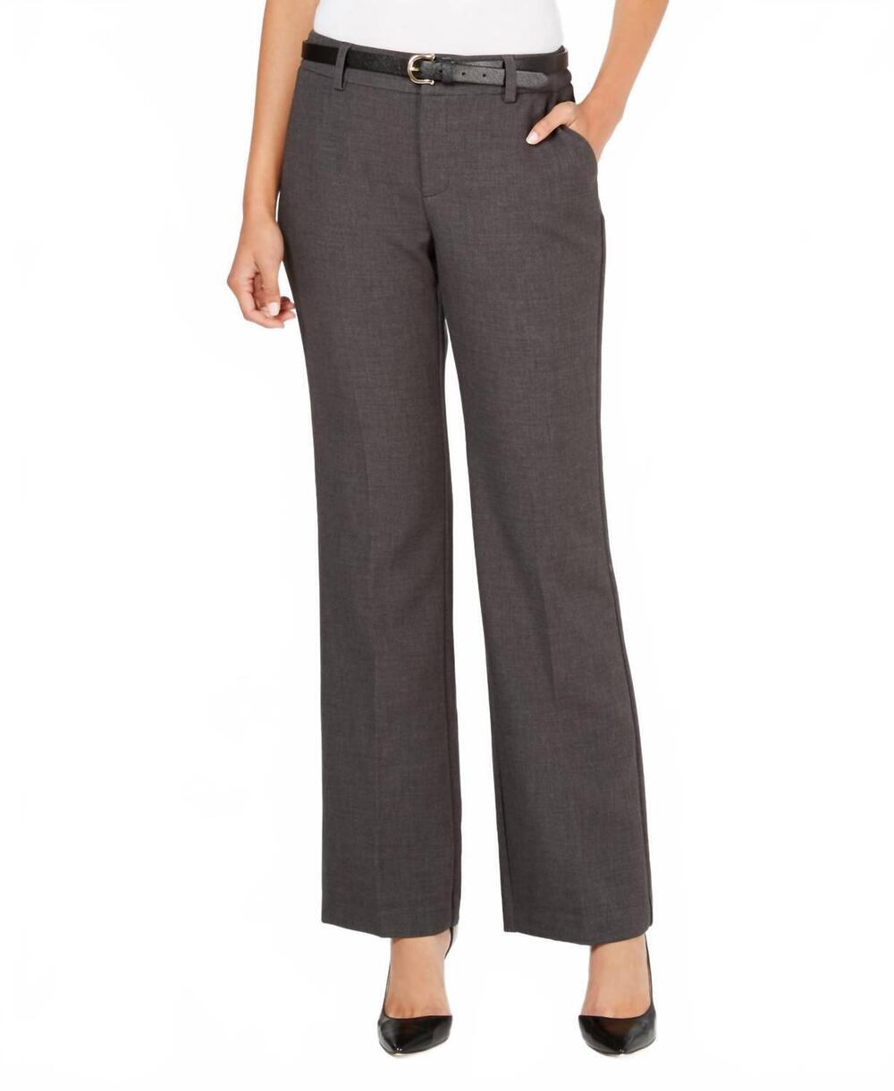 NEW CHARTER CLUB LUXURY belted tummy control trousers in charcoal heather